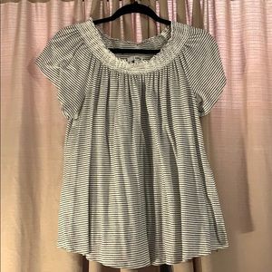 Black and White Stripe Baby Doll Blouse